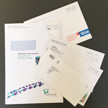 Photograph of various envelopes